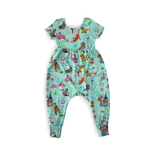 Cats Twiggy Romper with Pockets *SHIPS IN JAN*