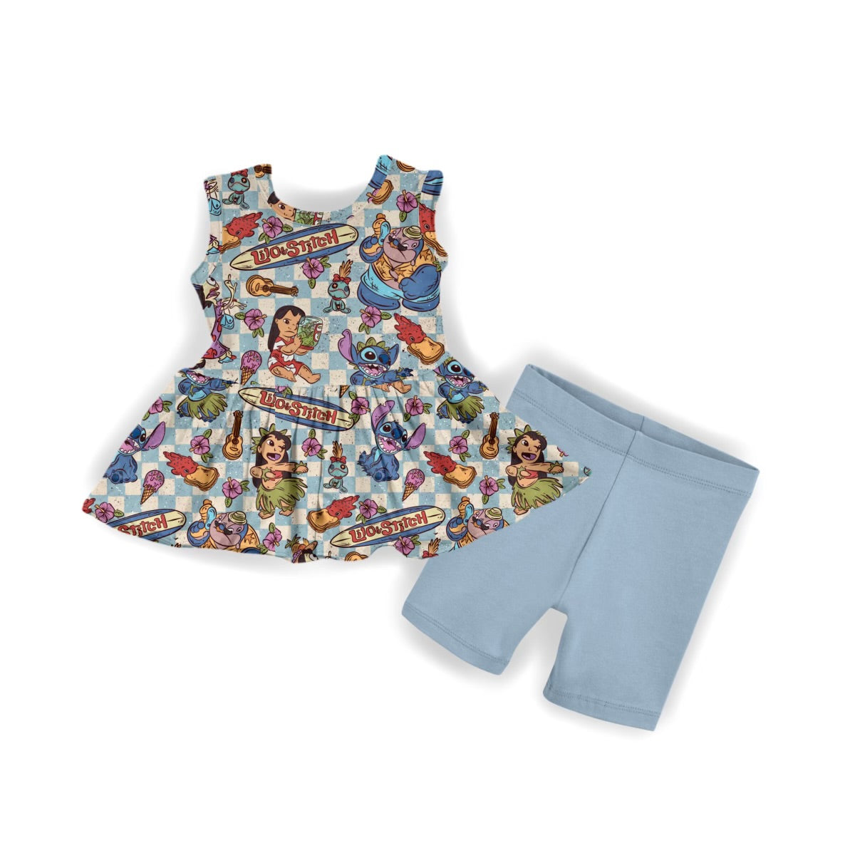 Aloha Tank Peplum & Biker Shorts Set