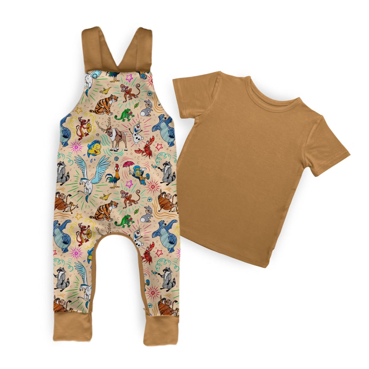 Sidekicks Overalls Crescent Zippy w/ Bamboo T-Shirt *SHIPS IN JAN*