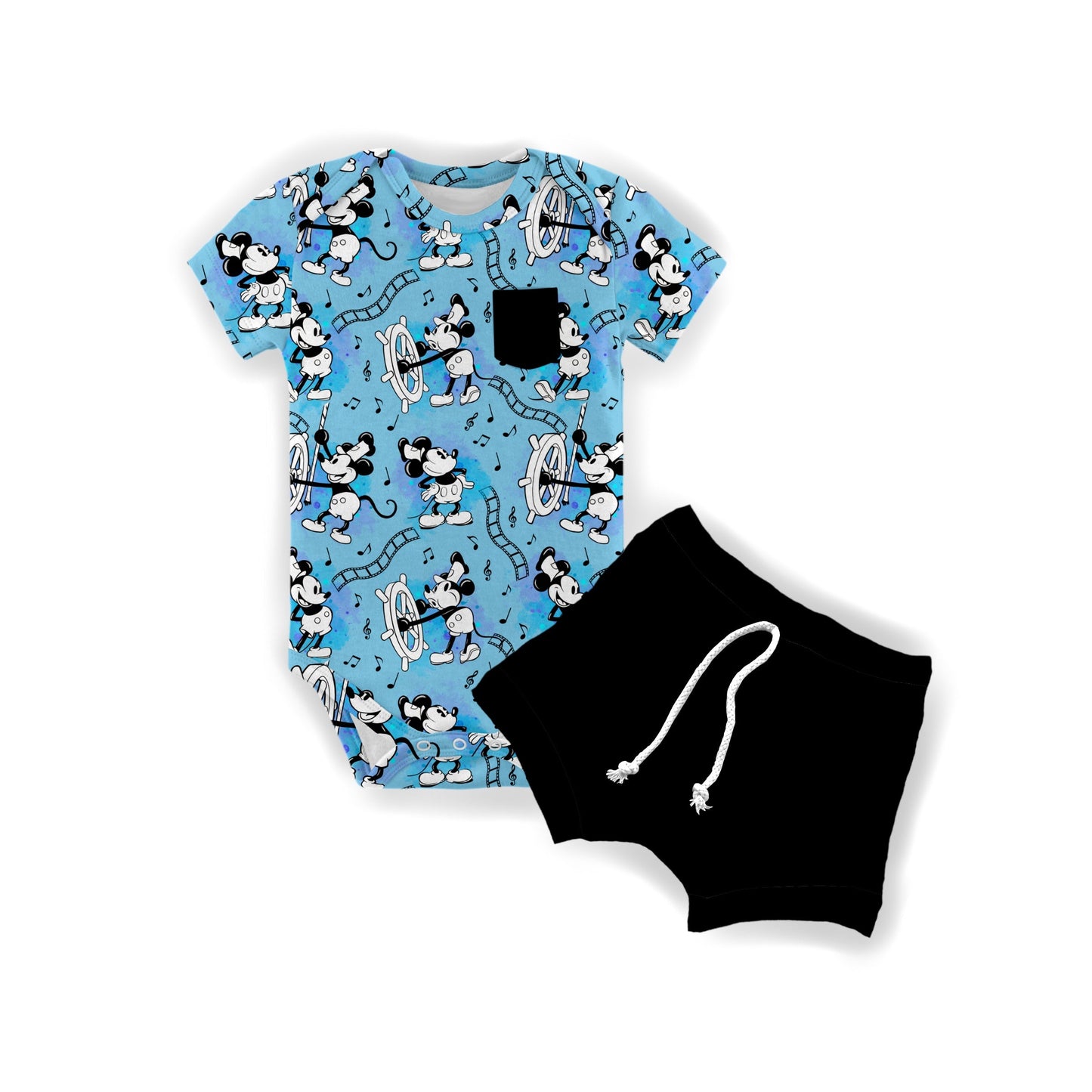 Steamboat Blue Onesie & Jogger Short Set