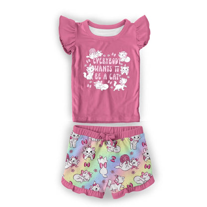 Sassy Cat Ruffle Short Sleeve & Ruffle Short Set