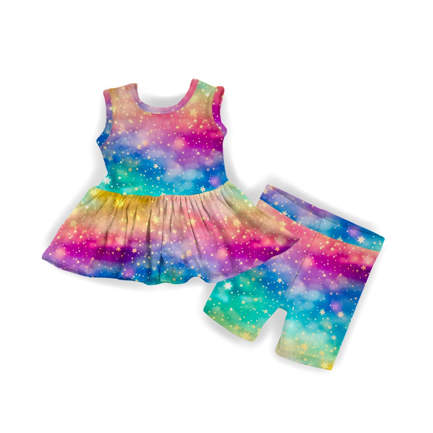 Illuminate Tank Peplum & Biker Shorts Set