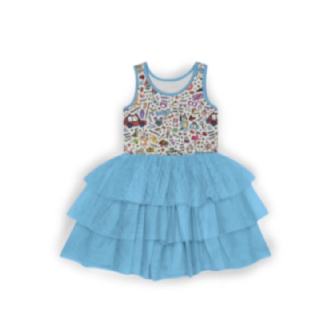 *Pre-Sale* Pup Doodles Tank Bamboo Tulle Twirl Dress *ETS OCT*