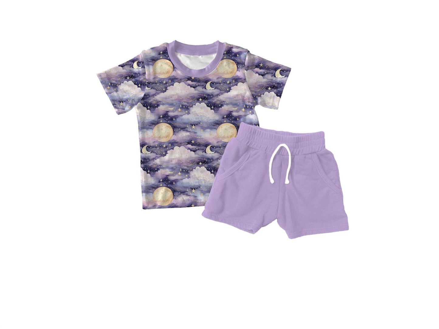 Cotton Candy Clouds Short Sleeve & Jogger Short Set