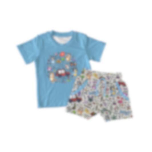 Pup Doodles Short Sleeve Bamboo Graphic Tee & Jogger Short Set