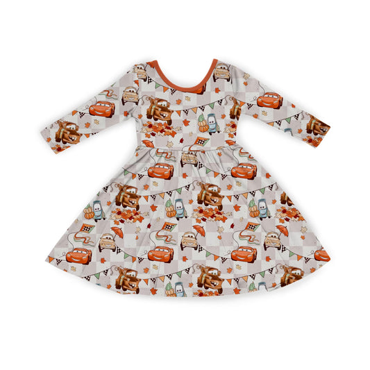 Pumpkin CARving Long Sleeve Twirl Dress