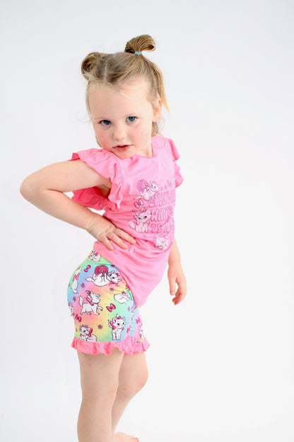 Sassy Cat Ruffle Short Sleeve & Ruffle Short Set