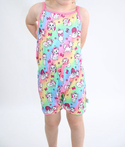 Sassy Cat Tank Button Shorty Romper