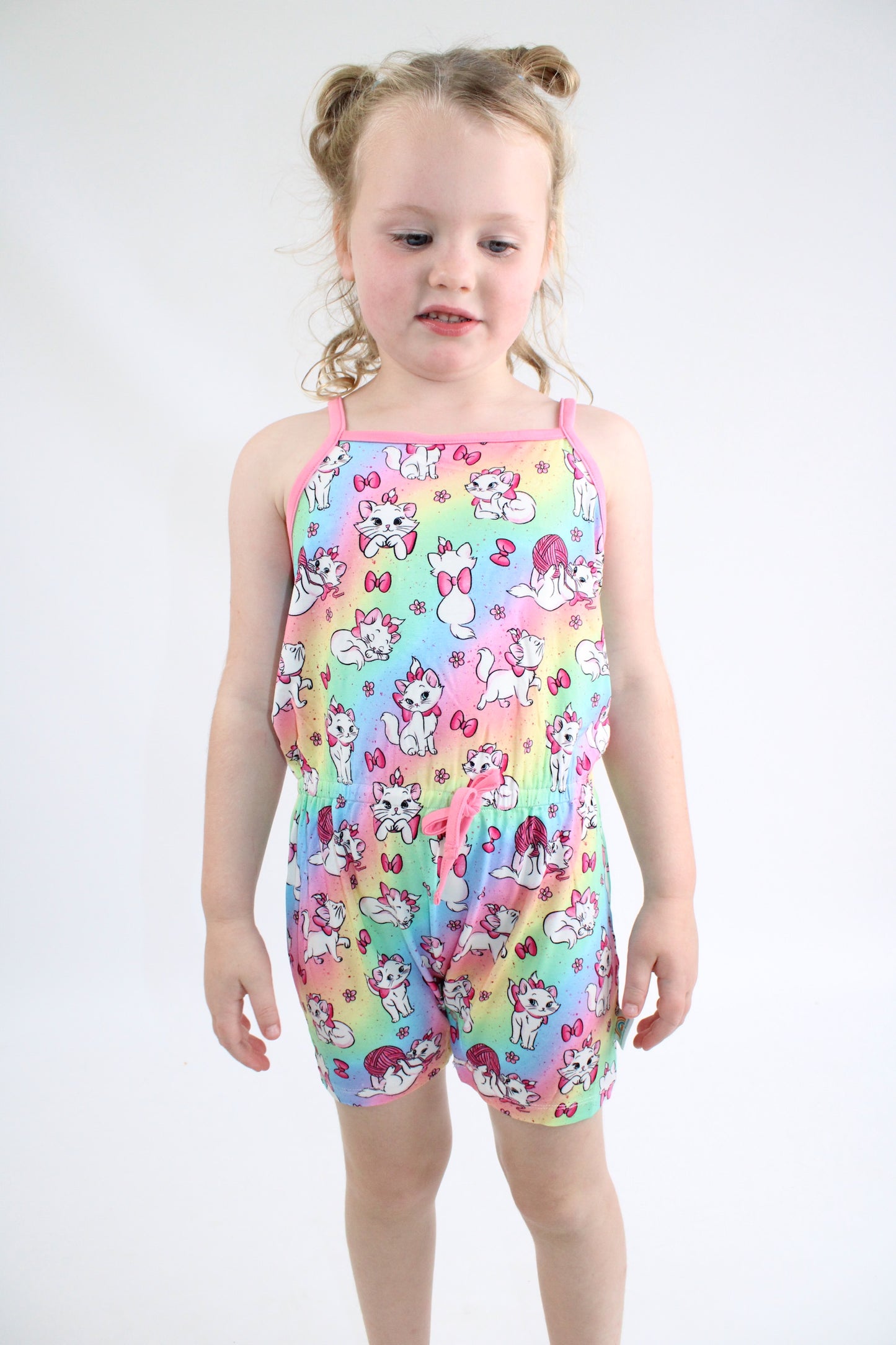 Sassy Cat Tank Button Shorty Romper